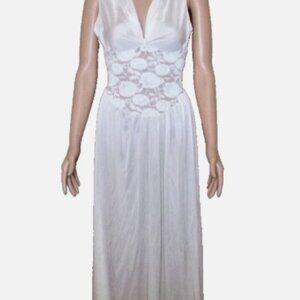 OLGA White 96657 Christina Lace Nylon Spandex 90's Nightgown Large